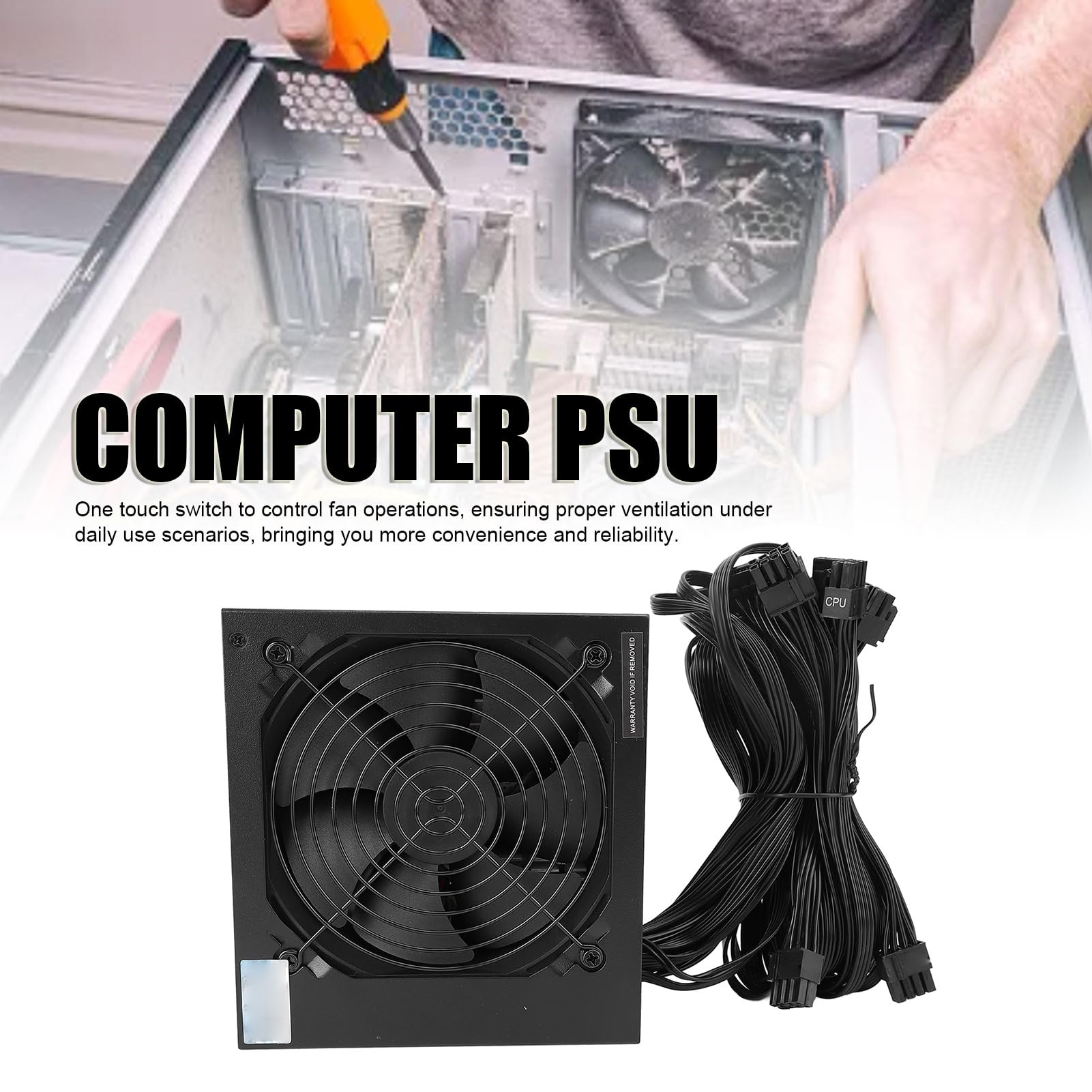 Wakects Zasilacz Komputerowy 700 W Zasilacz ATX ze Stopu Aluminium 700 W z Wentylatorem 12 Cm 24 Piny 4 Plus 4 Piny X2 i wydajność 80% dla Obudowy ATX do Komputerów Stacjonarnych do Gier