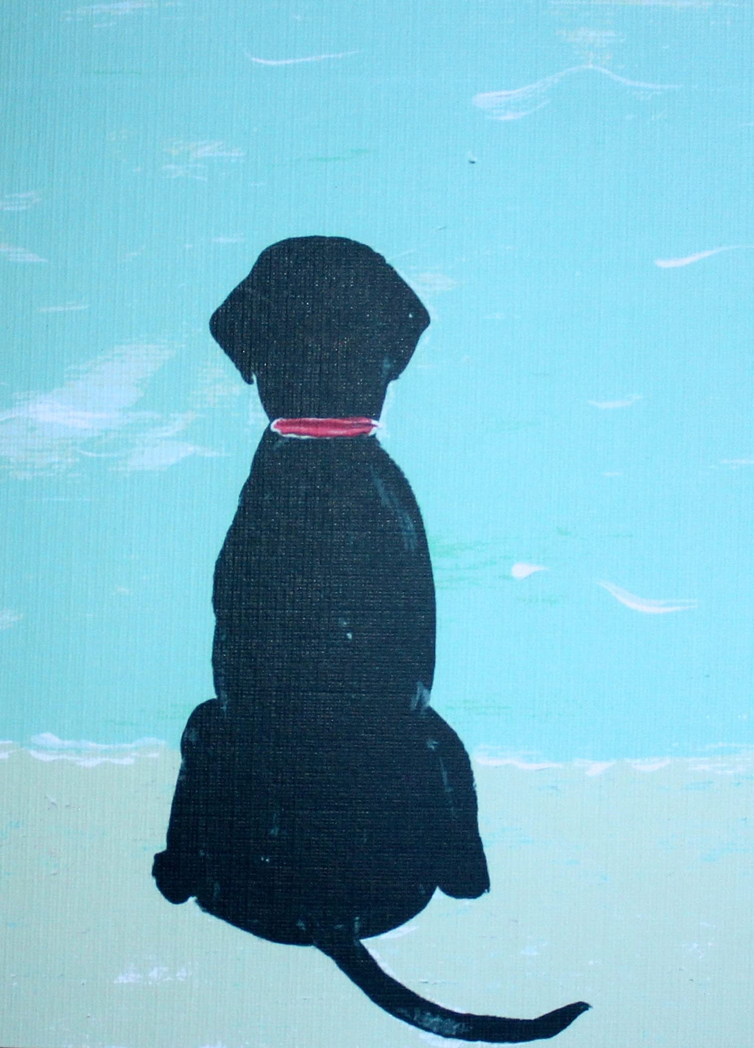 peiyeety 8 * 12inches Black Lab Beach Dog Metal Sign Art Tin Retro Tin Sign Metal Plate