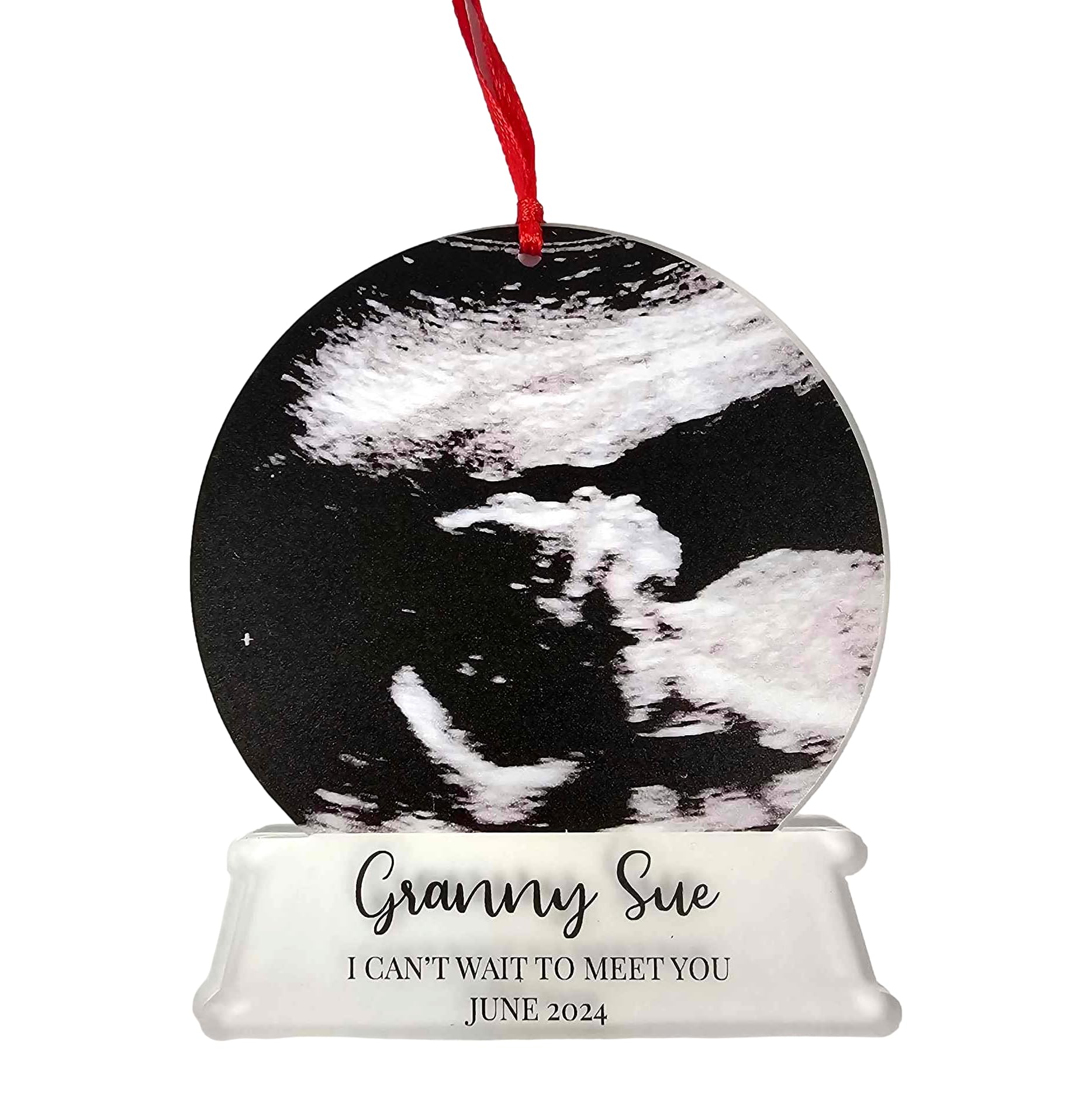 Baby Scan Snow globe Decoration | Printed acrylic Bauble | New baby | birth annoucement decoration | scan photo decoration