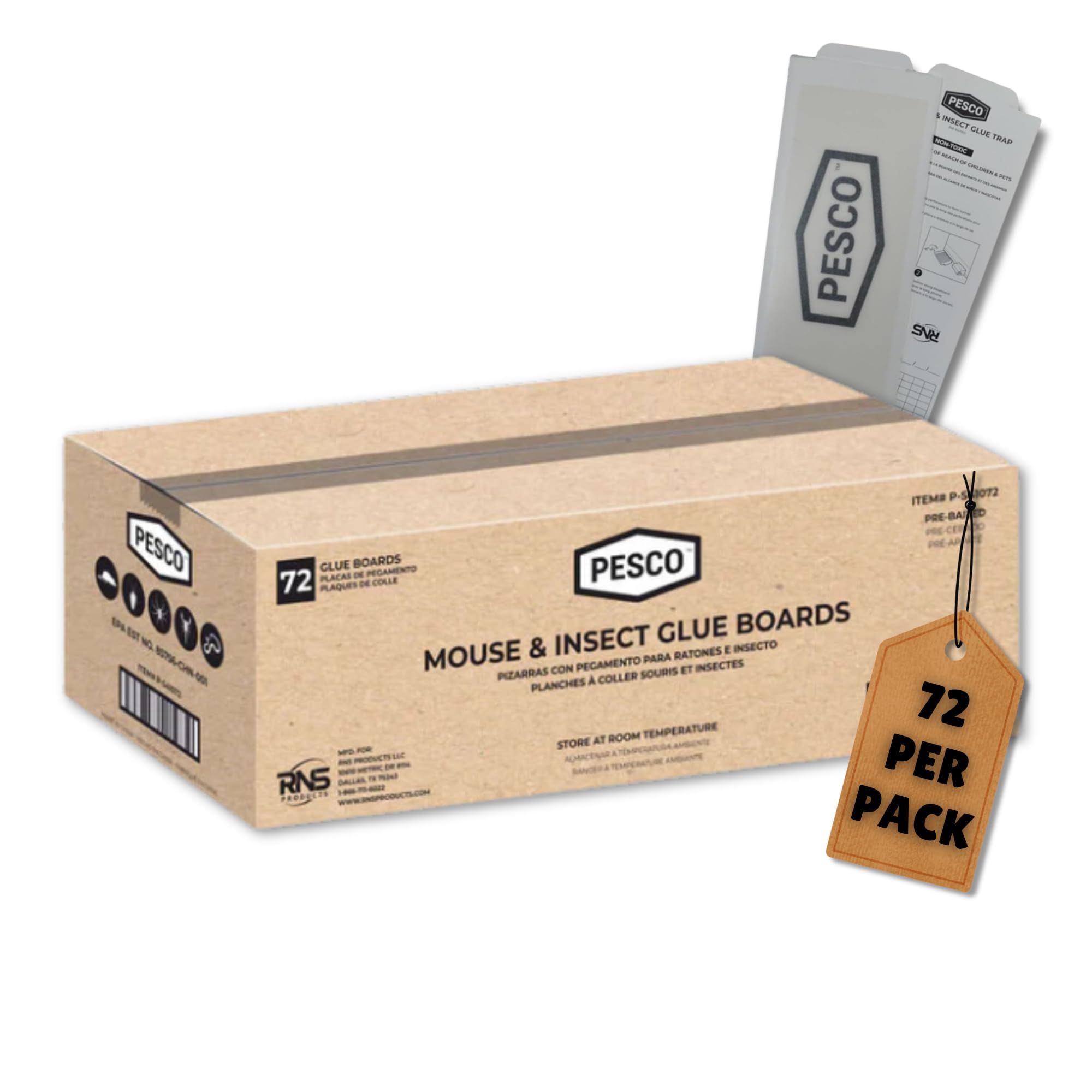 PESCO™ Glue Traps for Mice - Sticky Traps for Mice Rats & Insects - Adhesive Pet Safe Pest Control- (Unscented) Pack of 72