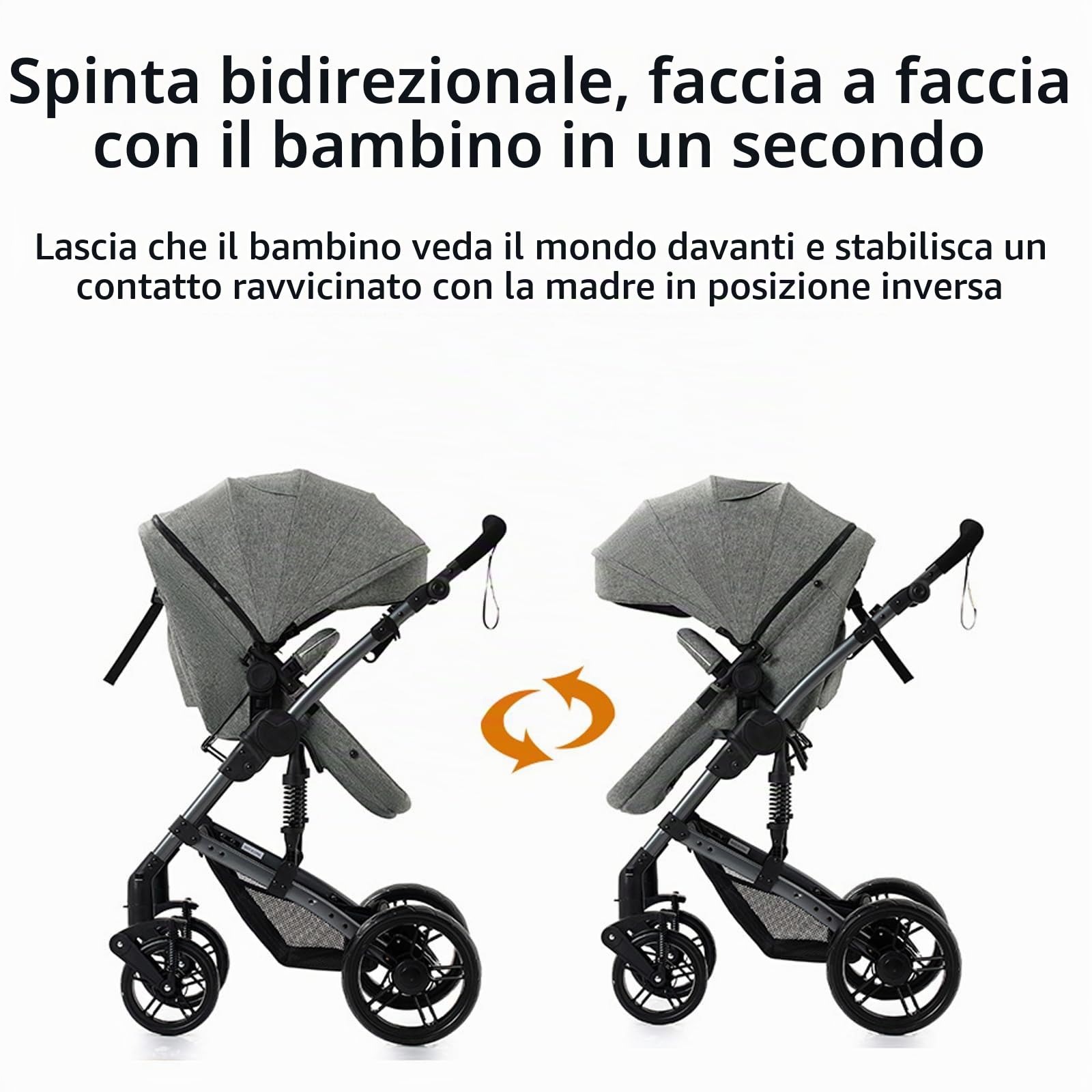 Passeggino trio, Passeggino 3 in 1, Navicella neonato, Sistema da viaggio e seggiolino auto, per neonati bambini 0-36 mesi (Kaki)