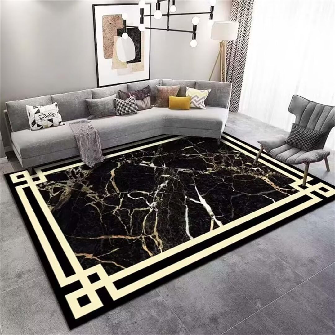 Tapis de cuisine noir motif blanc design pour une décoration moderne