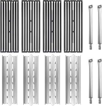 Grill Part Kit for Broil King Baron & Huntington Grill Replacement Parts | 4 Grates/Heat Plates/Burners for Broil King 9221-64 Baron 320/340/420/440/490 & Huntington 2122-64/67 6020-54/57 Grill Parts