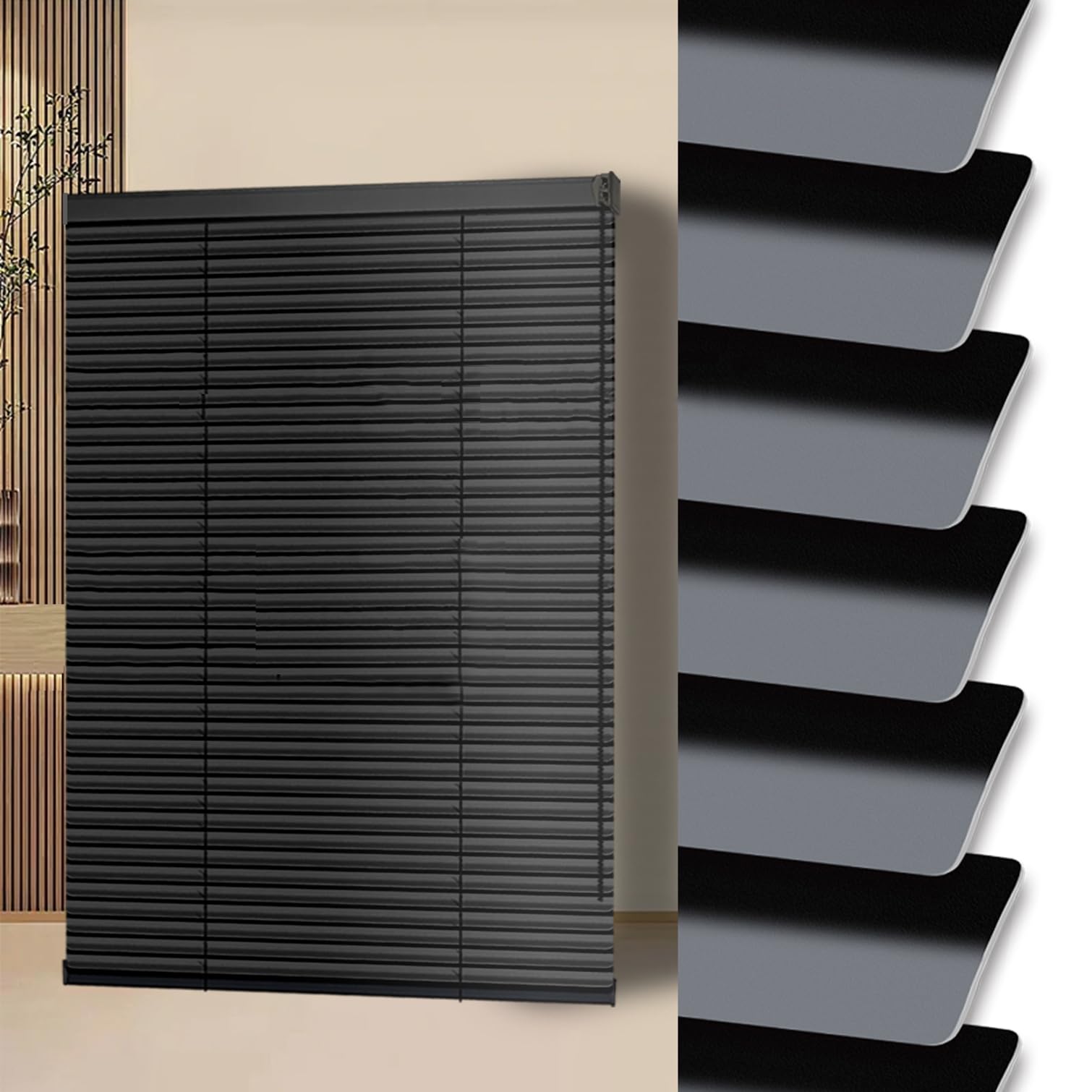 Sh000ad Aluminum Venetian Blinds,Black 25mm Metal Slat,Light Filtering Horizontal Window Blind & Shades,Privacy Screen,Home Office Blackout Shutters,Custom,Width ร Height (160cm x 130cm)