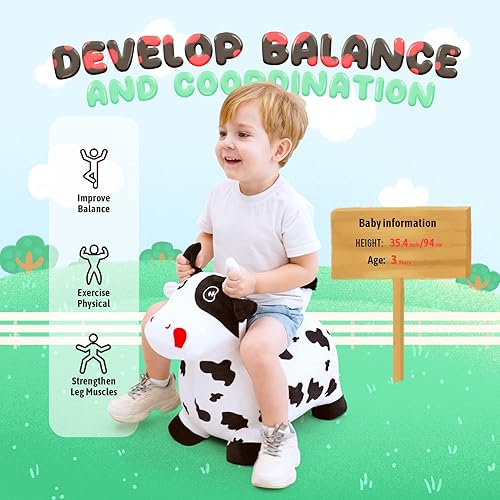 Vista 20 de EVERICH TOY Caballos hinchables de unicornio inflable de peluche para saltar animales de tolva rebotadora para niños pequeños, animales inflables