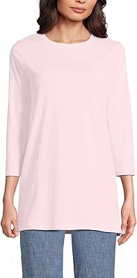 Lands' End Women's 3/4 Sleeve Supima Cotton Crewneck Tunic