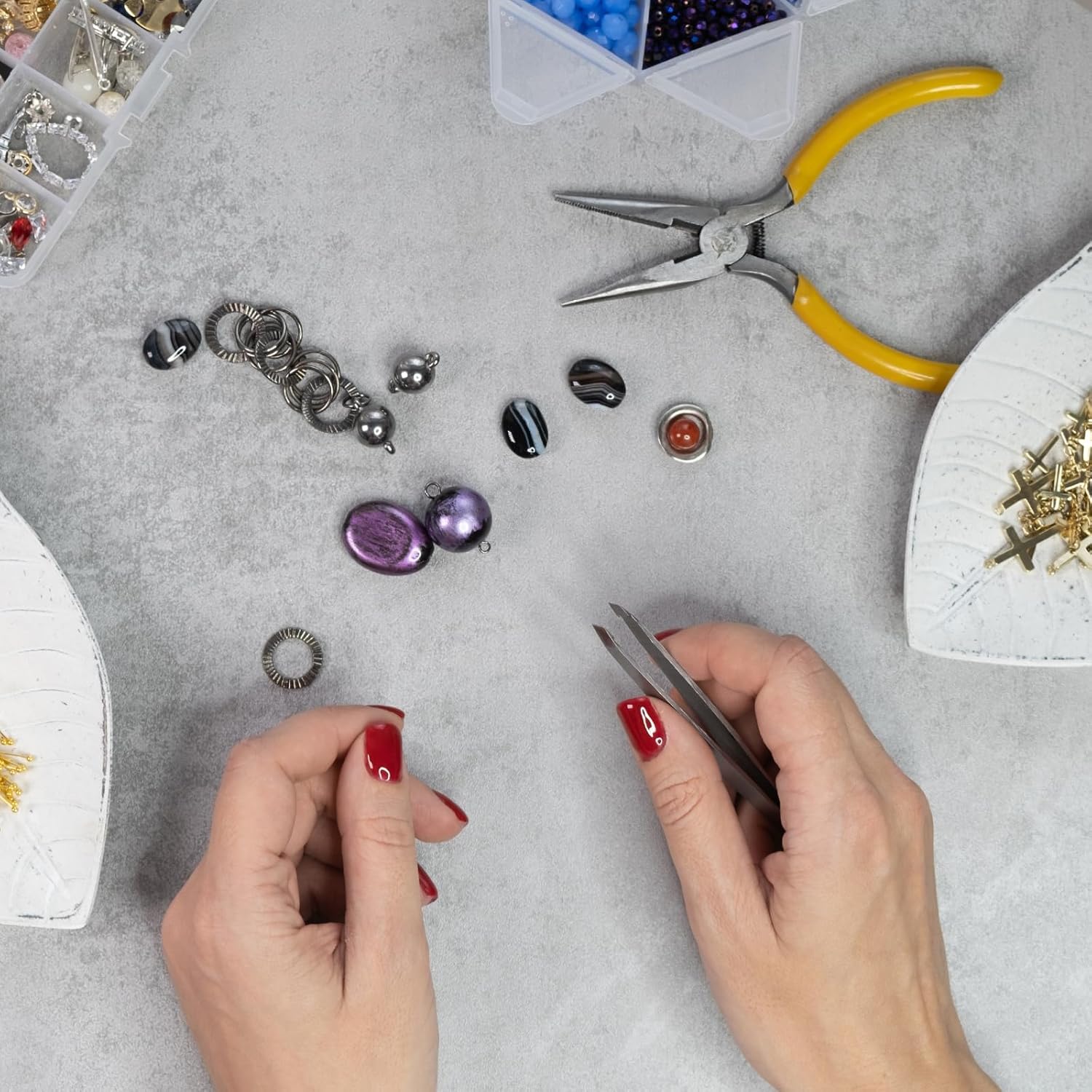 MECCANIXITY 600Pcs Head Pins Set, Flat Head Pins Plated Ball Head Pins Eye Pins for Jewelry Making for Craft Earring Bracelet Necklace Pendant Supplies 30mm 40mm Brass, Gray Black - Image 5