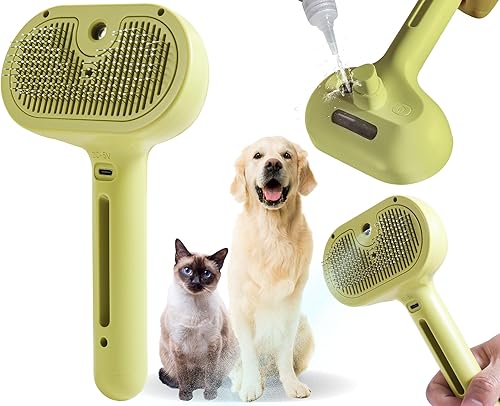 Miniatura 7 de Cepillo en aerosol para gatos para desprendimiento, cepillo de limpieza 2 en 1 para gatos y perros, peine de eliminación de pelo de mascotas con