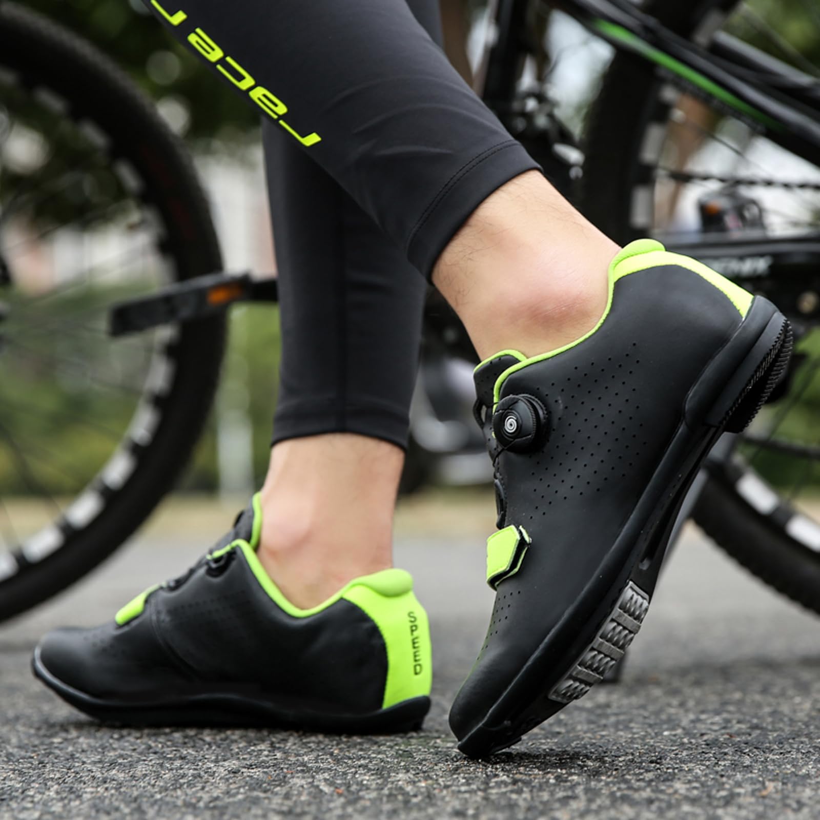 Zapatillas De Ciclismo, Zapatillas De Bicicleta De Montaña Y Carretera con Suela De Goma, Zapatillas De Bicicleta Sin Bloqueo con Sistema De Cordones De Rotación Rápida
