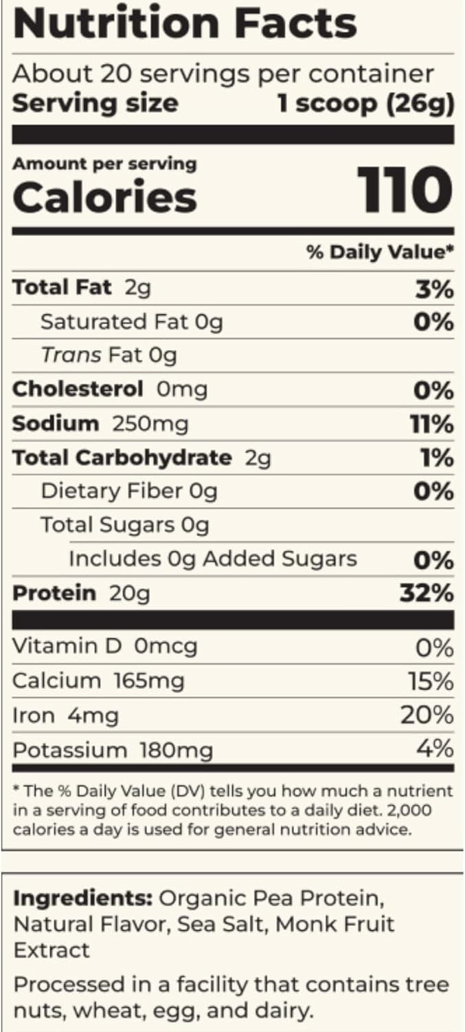 Vanilla Pea Protein Powder | Vegan | Non GMO | 20g Plant Based Protein | 20 Servings | Gluten & Dairy Free | Low Carb | No Sugar | No Artificial Ingredients - Image 6