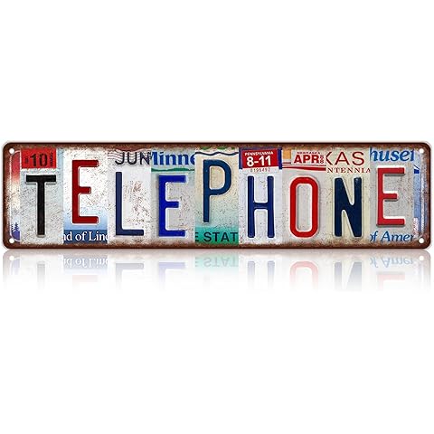 Vintage Telephone Wall Decor Street Signs Bar Metal Tin Signs 16 x 4 Inches