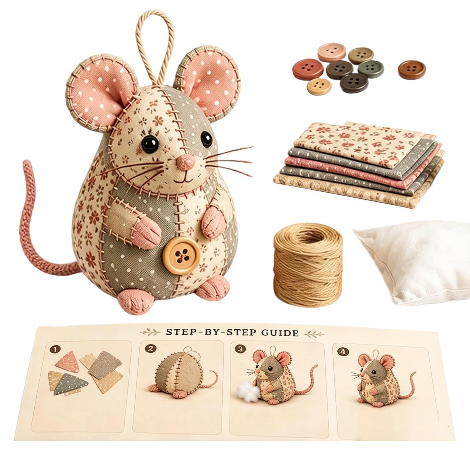 Kit de costura de ratón para principiantes, kit de arte para hacer adornos de animales 3D para adultos, aficionados, diversión familiar, cumpleaños, vacaciones
