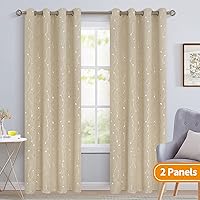 Vista 102 de BGment Room Darkening Curtains 95 Inches Long, Grommet Thermal Insulated Blackout Curtains with Wave Line and Dots Printed for Bedroom, 2 Panels