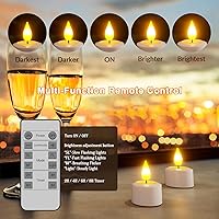 Vista 5 de SoulBay Velas de té recargables con control remoto, 6 velas LED eléctricas parpadeantes sin llama con temporizador y cable USB para el hogar