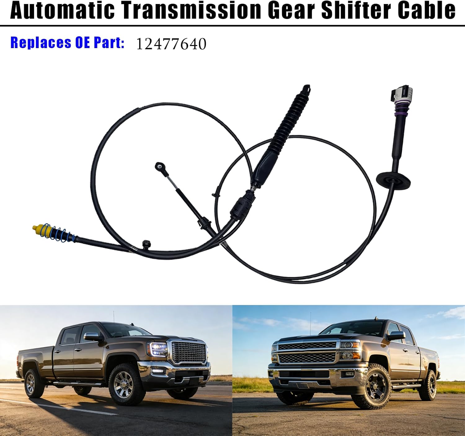 Automatic Transmission Gear Shift Cable Compatible with CHEVROLET SILVERADO 1500 2500 3500,GMC SIERRA 1500 2500 3500 1996-2007,Replaces 12477640