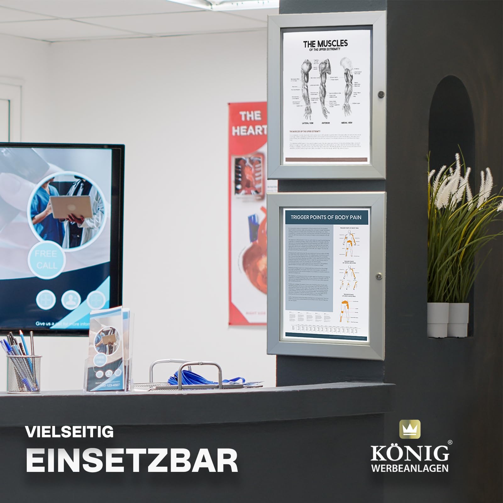 Schaukasten Keitum Economy 2x DIN A4 | Querformat B 390 × H 515mm | wetterfest für innen und aussen | abschließbar | Acrylglas 2mm | Alu-silberfarbig eloxiert