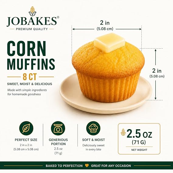 Cornbread Muffins JO BAKES 8 Count Bakery-Style Snack