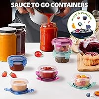 Vista 5 de Freshmage Recipiente para aderezo de ensalada para llevar, [paquete de 6] recipientes pequeños de 2.7 onzas para condimentos con tapas a prueba