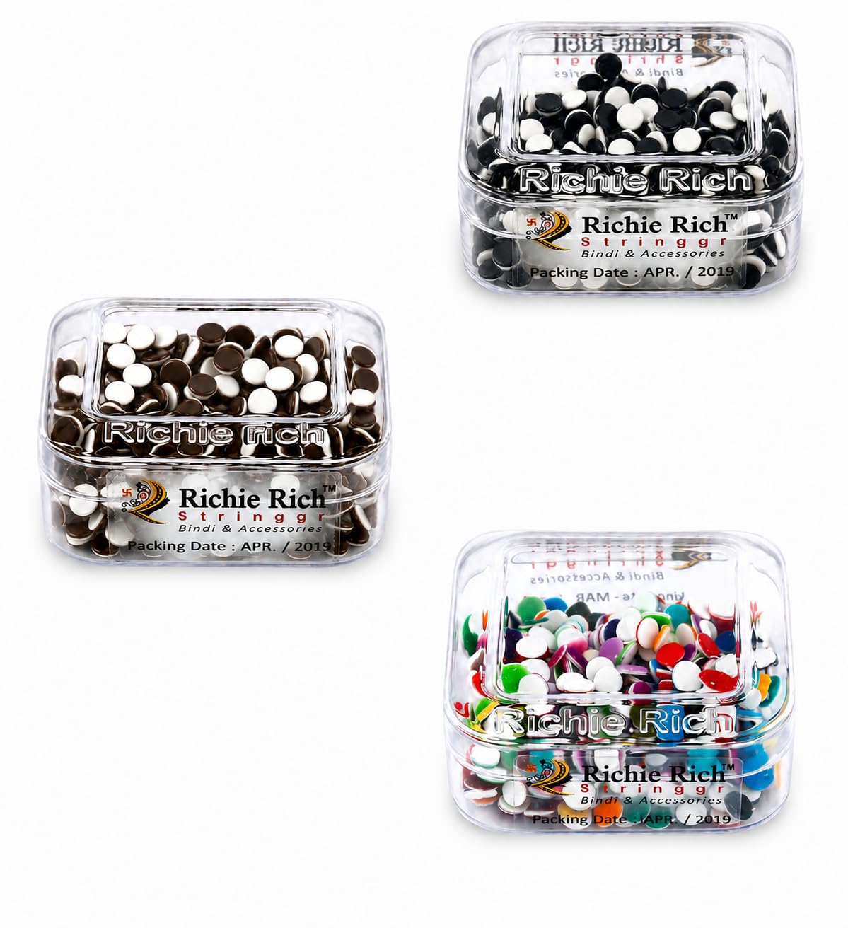 Jewellery Beautiful | Plain bindi Combo set of 3 | Small Size (3.5) | Round Shape |Black, Brown& Multi colour | Forehead Tikali | For Daily Use | For Girls & Women’s | For Festival. (Pack of 3) (Bindi Size-3.5)-image-5