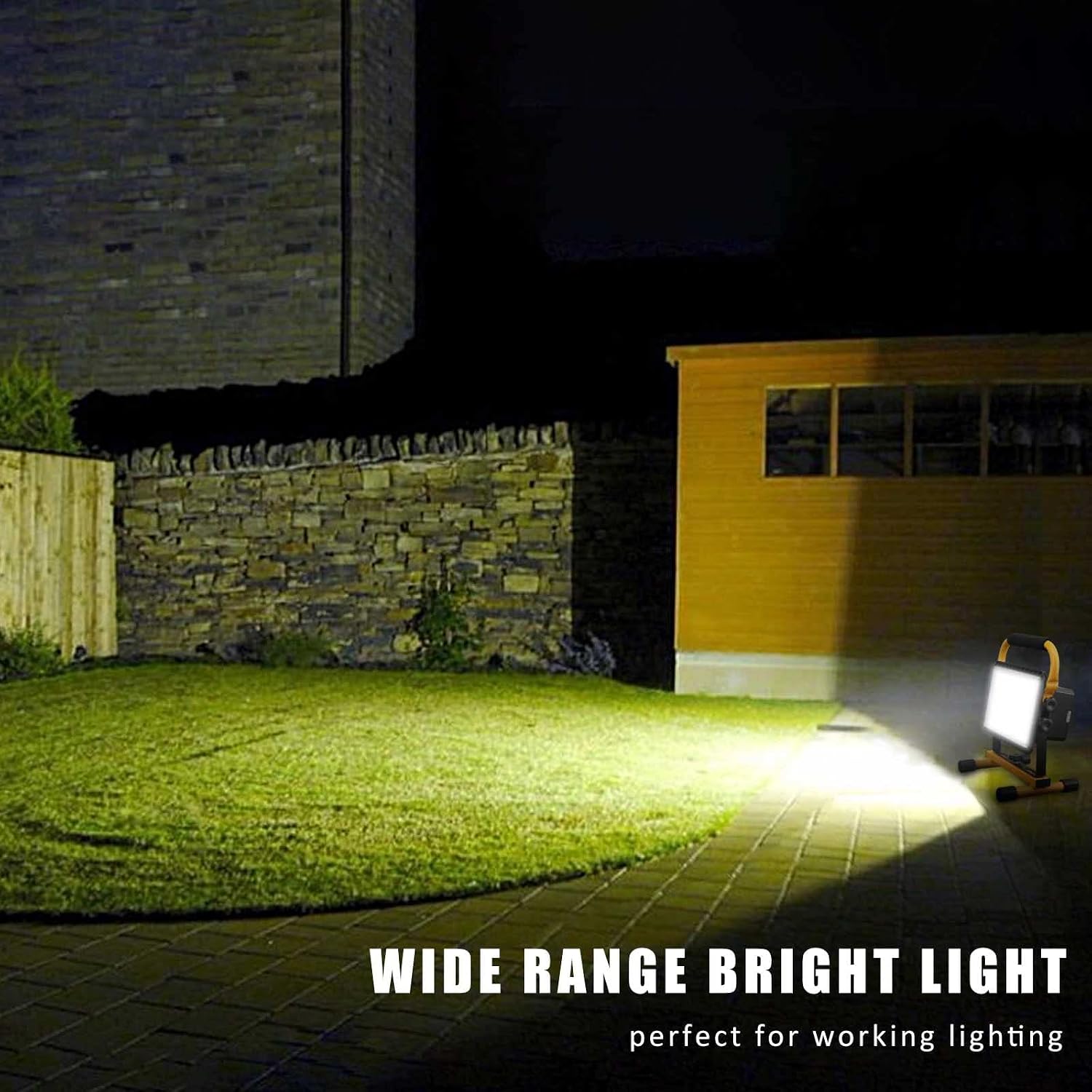 60W Work Light Rechargeable, 6000LM Cordless LED Work Light Battery, Portable Flood Light Outdoor, Waterproof Construction Job Site Lighting for Workshop, Garage, Garden, Fishing, Jetty