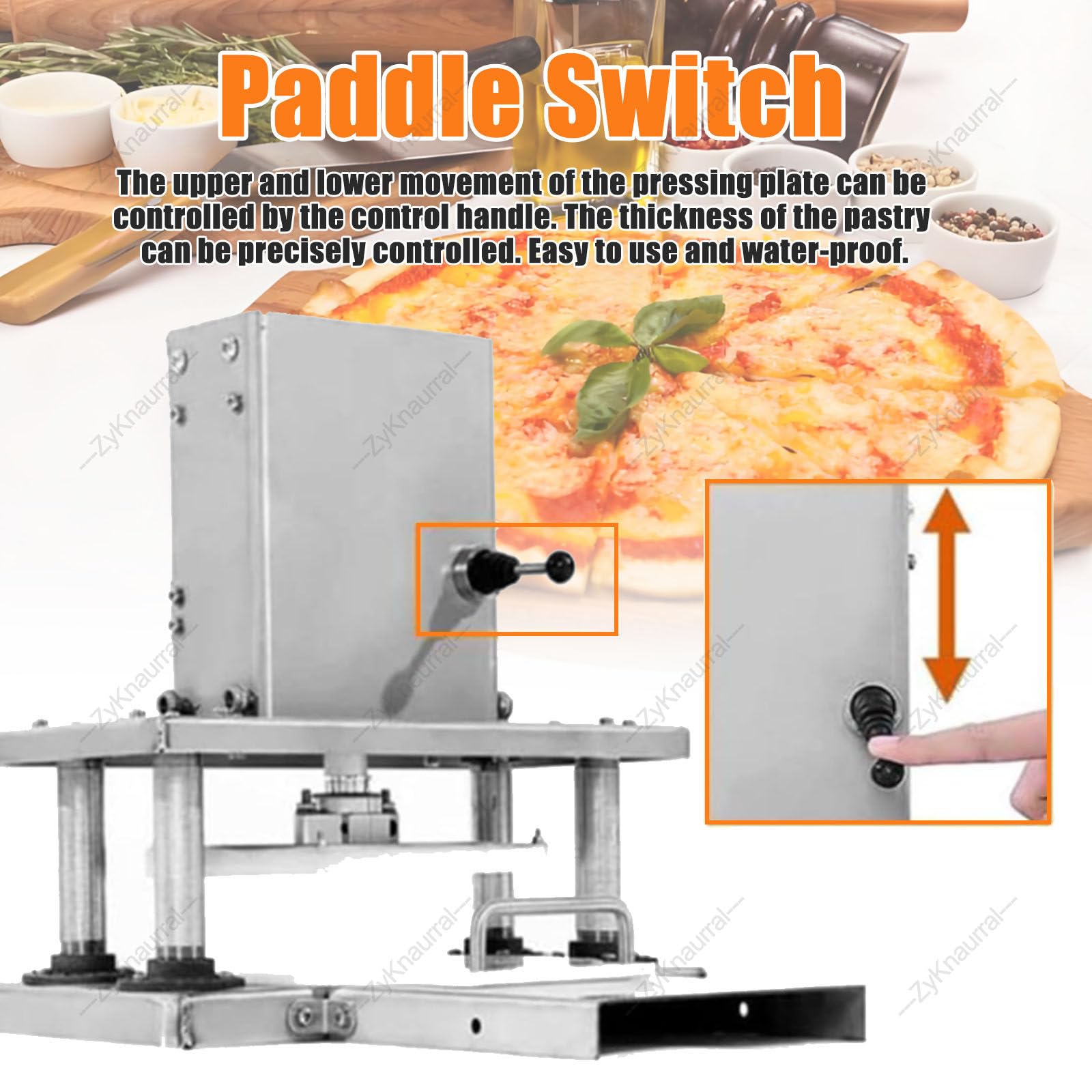 Komercyjna elektryczna prasa do ciasta, wałkownica do ciasta na pizzę ze stali nierdzewnej, prasa do ciasta na pizzę, 200-400 arkuszy na godzinę, do pizzy, ciast, tortilli, ciast,25cm