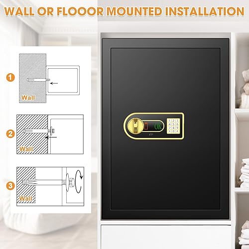 Miniatura 7 de Caja fuerte de 21.65 pulgadas de alto, 4.0 pies cúbicos grande caja fuerte para el hogar con bolsa impermeable ignífuga, seguridad digital con