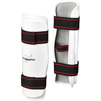 Ju-Sports Shin Pads for Kickboxing and Other Martial Arts, White - Excellent Padding &amp; Breathability, Stretch &amp; Washable Inst