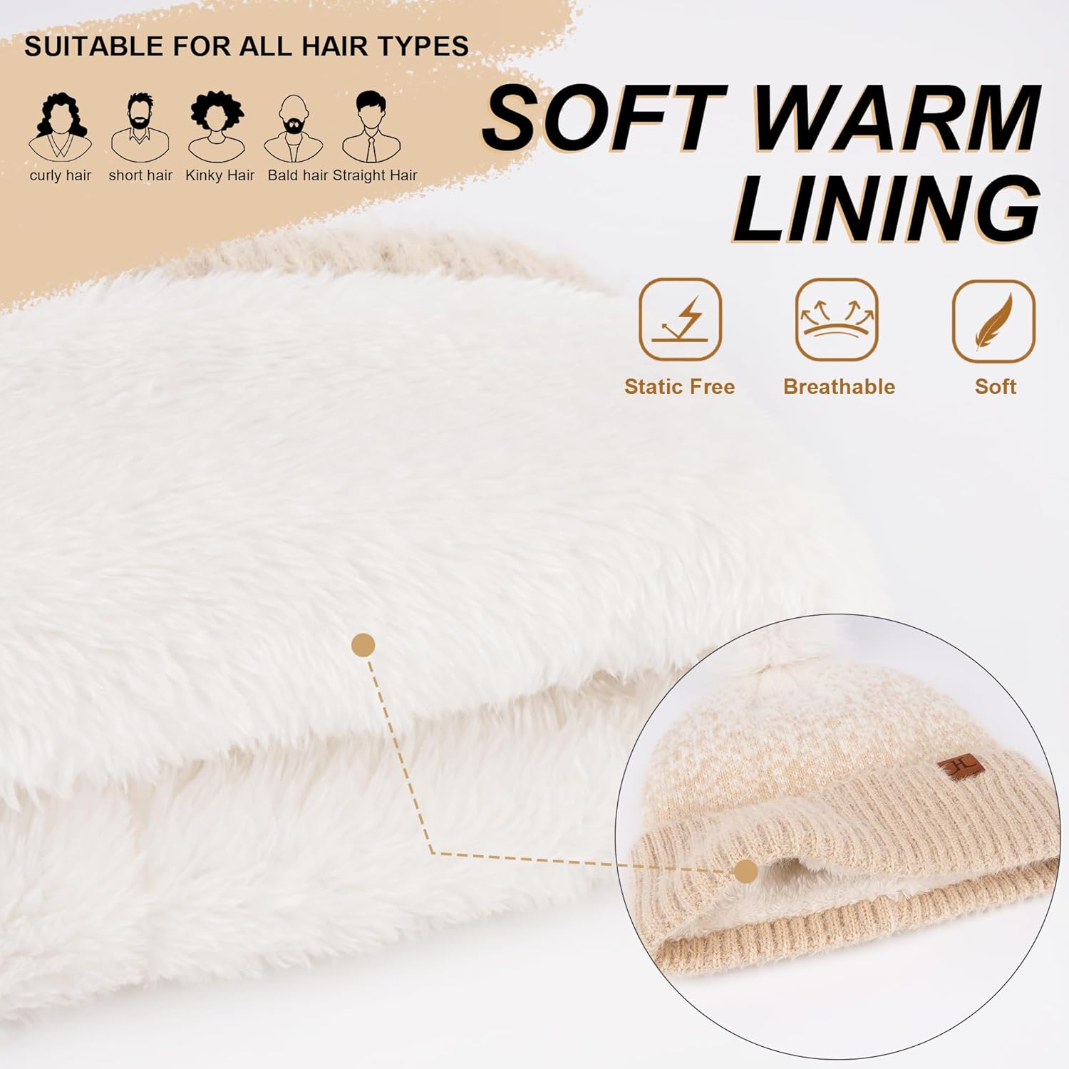 FZ FANTASTIC ZONE Womens Winter Hats Warm Knit Fleece Lined Cap Pompom Beanie Hats for Women Cold Weather - Image 2