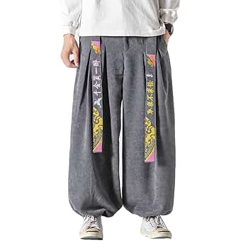 【新品】袴サルエルパンツ　ワイド　ビッグポケット　渦巻き　ブラウン　F531 新品】袴サルエルパンツ ワイド ビッグポケット 渦巻き ブラウン