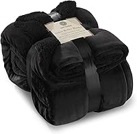Vista 126 de Genteele Manta de Tiro Sherpa Súper Suave Reversible Ultra Lujosa de Felpa, 40 x 50 pulgadas, Negro/Gris