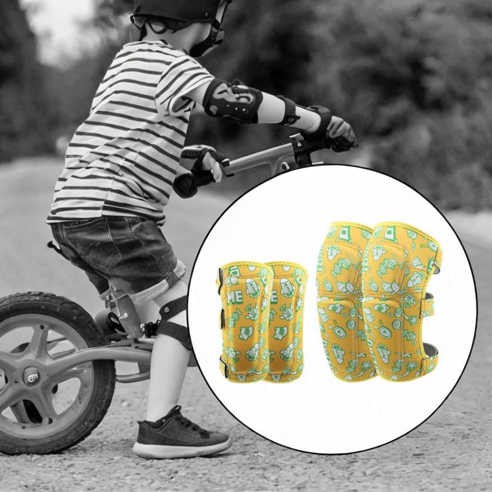 4 Piezas Rodilleras Infantiles Protector Ajustable Infantil Rodillera Codera Ergonómica Transpirable para Deportes al Aire Libre Ciclismo Patinaje, Amarillo