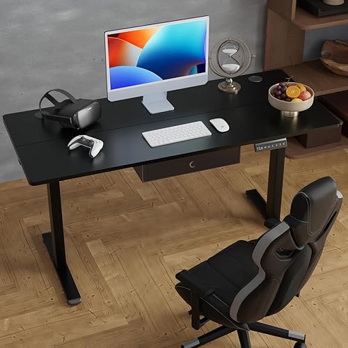 Miniatura 6 de LEVAGEDAMAI Escritorio de pie ajustable en altura con cajones, escritorio de pie para sentarse, escritorio ergonómico para computadora de 55