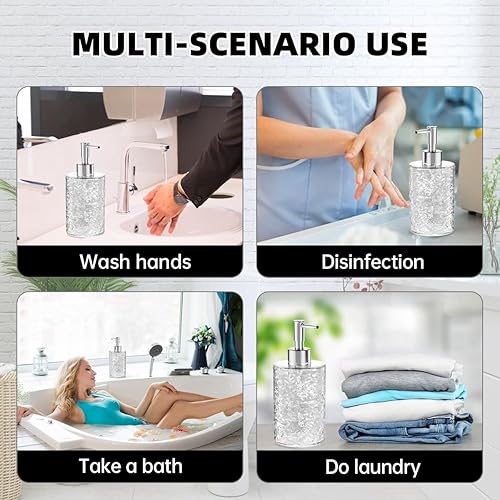 Miniatura 7 de Dispensador de jabón, botella de jabón de manos antioxidante para baño y encimera de cocina, recargable de 13.5 onzas, dispensador de jabón de