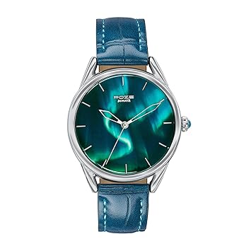 Sonata Poze 8 Quartz Analog Northern Lights Inspired Watch for Unisex with Blue Luminous Dial & Blue Leather Strap – SP70100SL01W