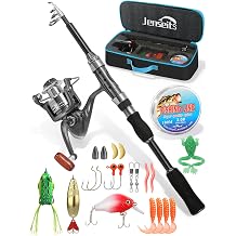Jenseits 6&7Ft Spinning Fishing Rod Reel Combo, Freshwater Telescopic Kit | 5.21 Spinning Reel, Carbon Fiber Telescopic Rod, Includes Lures, Line & Carry Bag, Fish Gripper & Pliers for Beginner Angler