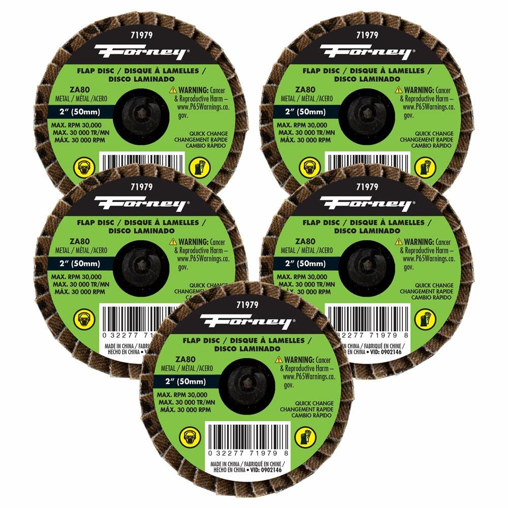 Quick Change Flap Disc, 2", 80 Grit (5-Pack of Forney 71979)