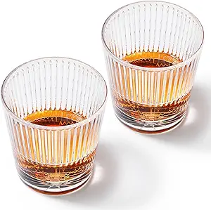 Whiskey Glasses Set of 2, 10oz Drinking Glass Cups, Heavy Bottom Rocks Glasses, Crystal Old Fashioned Glass with Gift Box - Barware for Bourbon, Scotch, Cocktail for Men Women