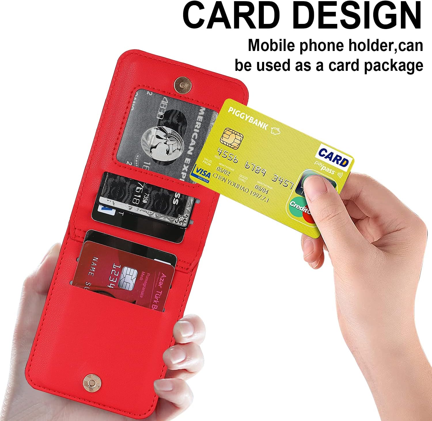 Compatible with Samsung Galaxy Z Flip 4 Stand Stylish Flip Protective Leather Case,Wallet case with Zip,Card Slot,Cash Compartment, Phone case with Cord for Galaxy Z Flip 4 (Red)