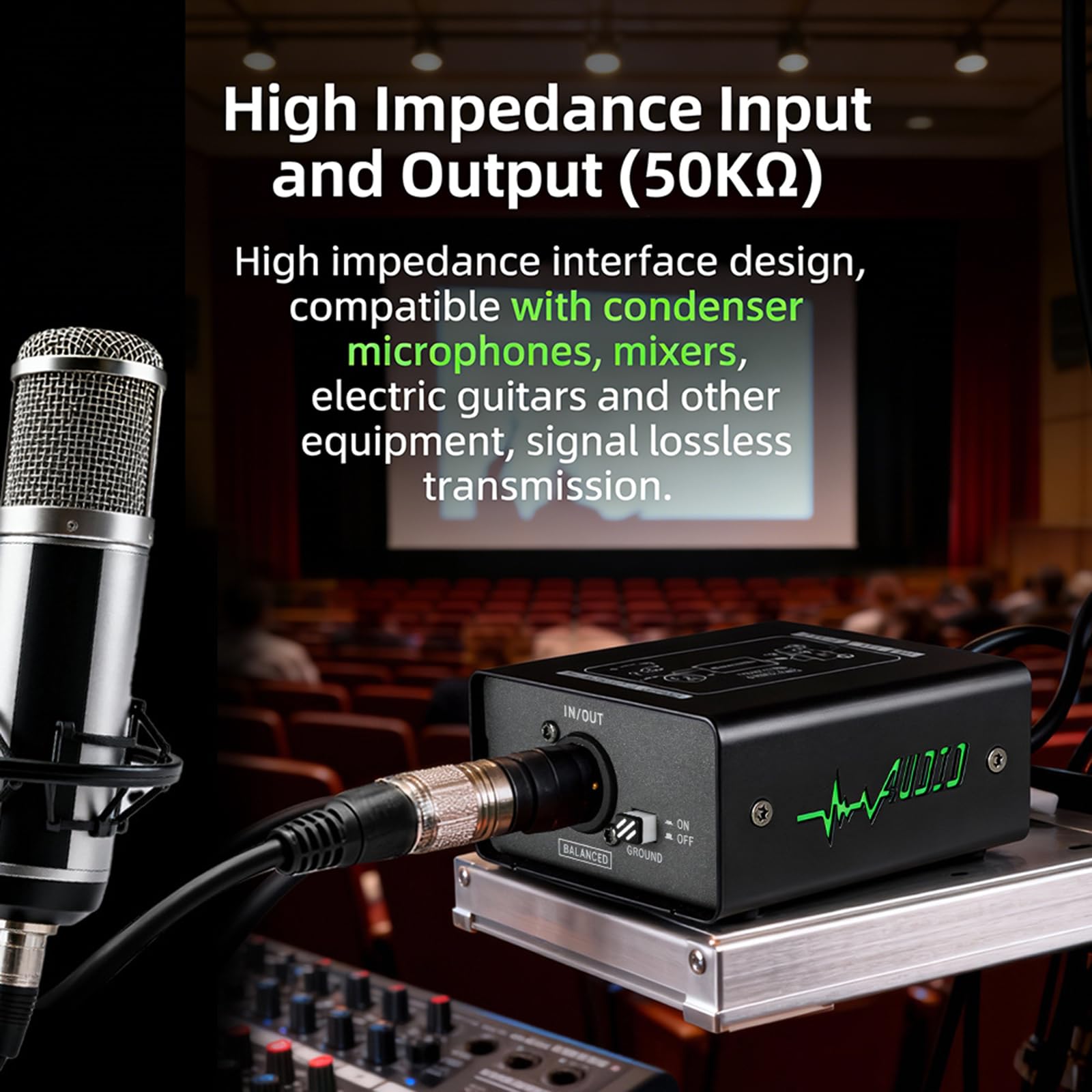 Isolatori acustici con 3 livelli di guadagno regolabili ad alta precisione per corrente e in mixer e chitarre elettriche processore segnali audio auto