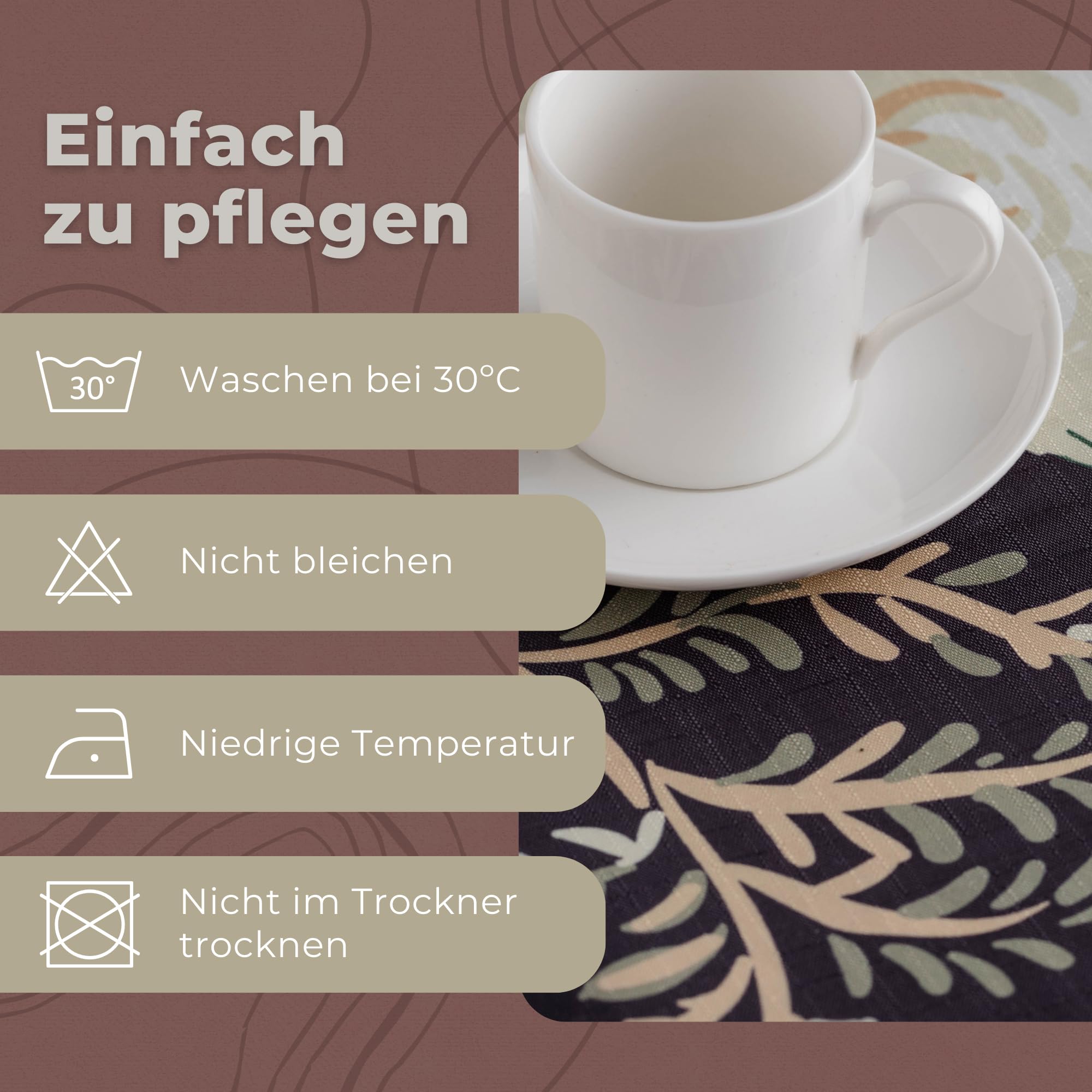 ESSEX, Patels Tablecloth, 110 x 160 cm, Tablecloth, 100% Polyester, Washable, Flowers, Black, Black (Patels) - Image 3