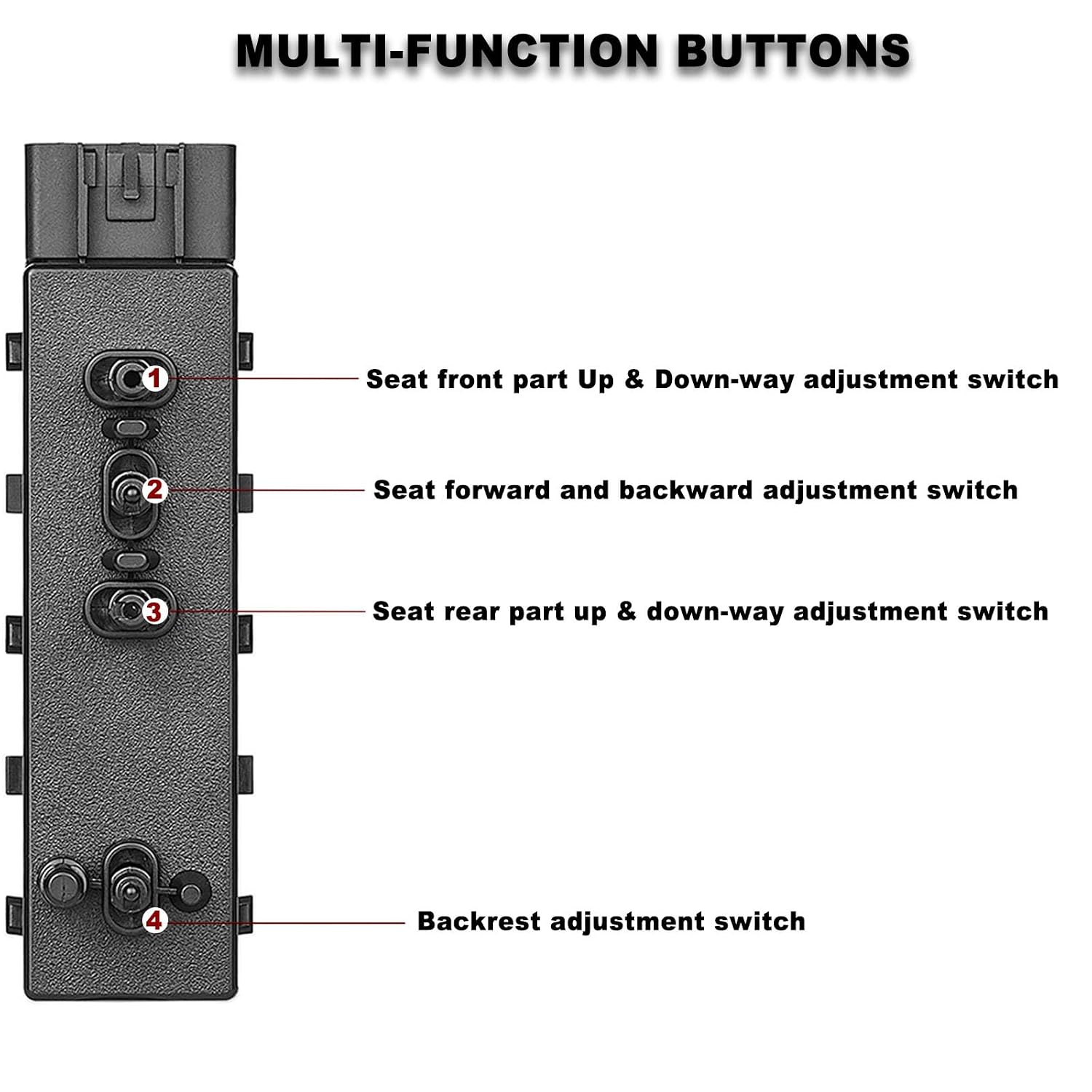 25974714 Power Seat Switch Adjust Switch Front Left Driver Side for Chevy Malibu Camaro Equinox Malibu GMC Acadia Terrain Buick Regal Cadillac，8 Way Adjust Seat Control, Recline Recliner