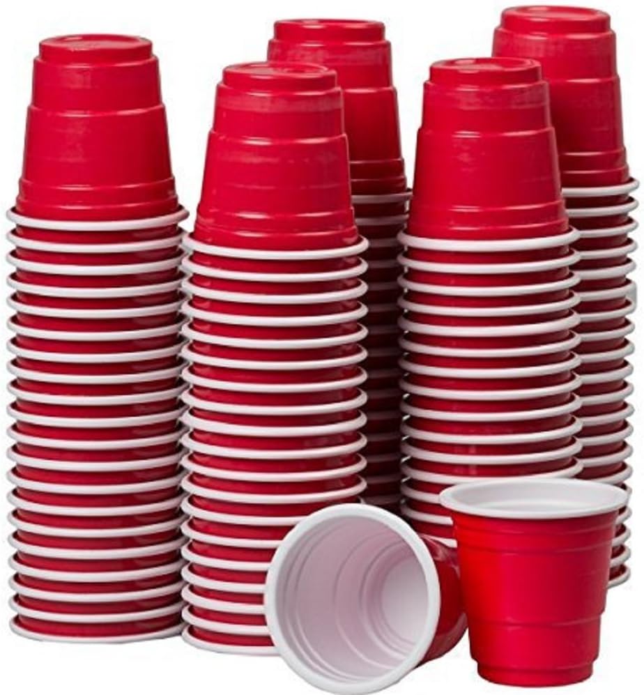 Goodtimes 2 ounce Mini Party Cups (5 packs of 20 cups) (Red-Bulk)