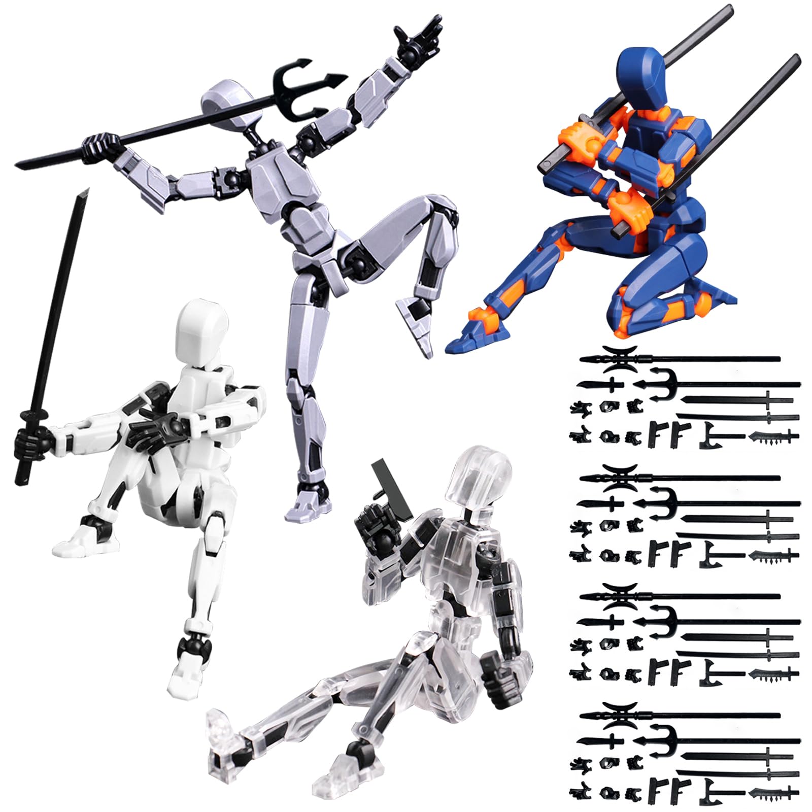 EDLMKM 4 PCS T13 Action Figure Set (Assembly Completed), 3D Printed Multi-Jointed, Dummy 13 Action Figure, Multi-Jointed Movable Robot Toys, Desktop Decorations for Game Lovers Toys