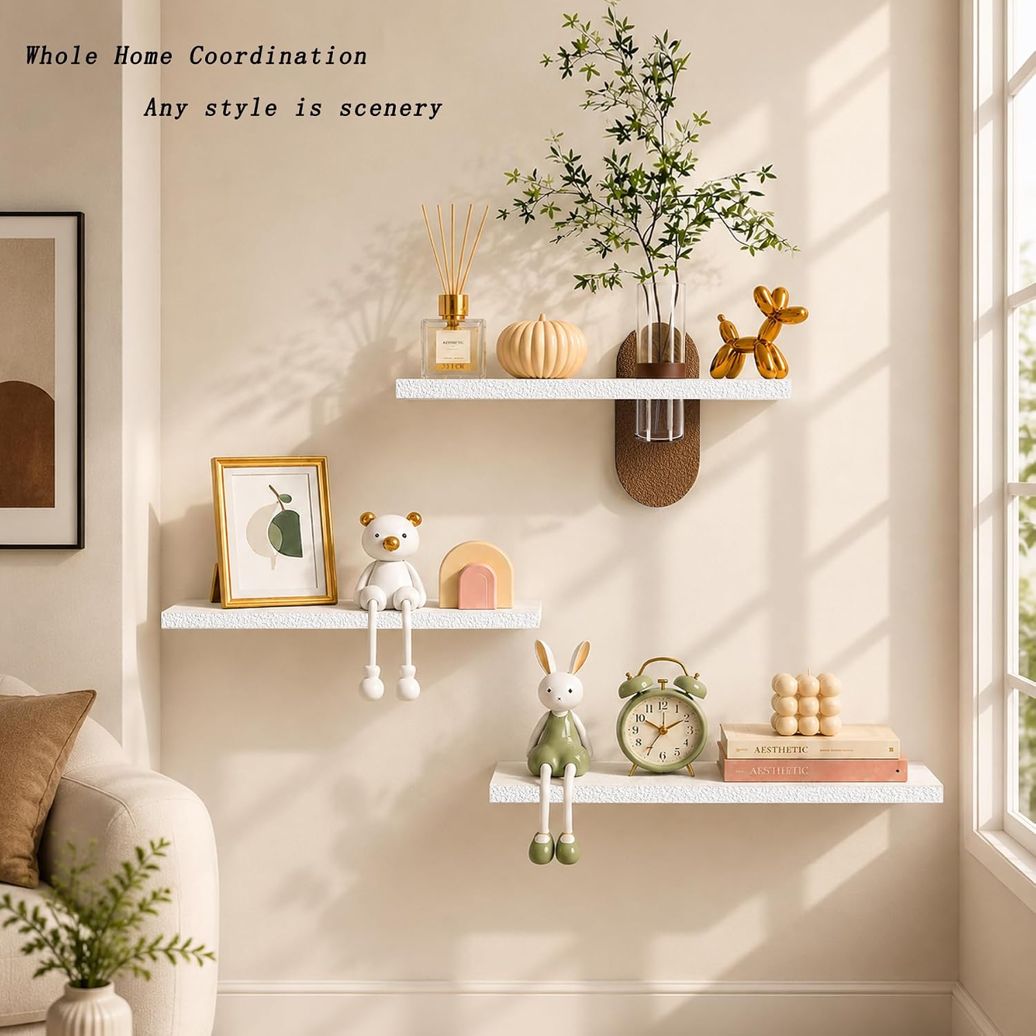 Floating Shelves for Wall, Display Shelf, 3 Shelves, 16.9" image 2