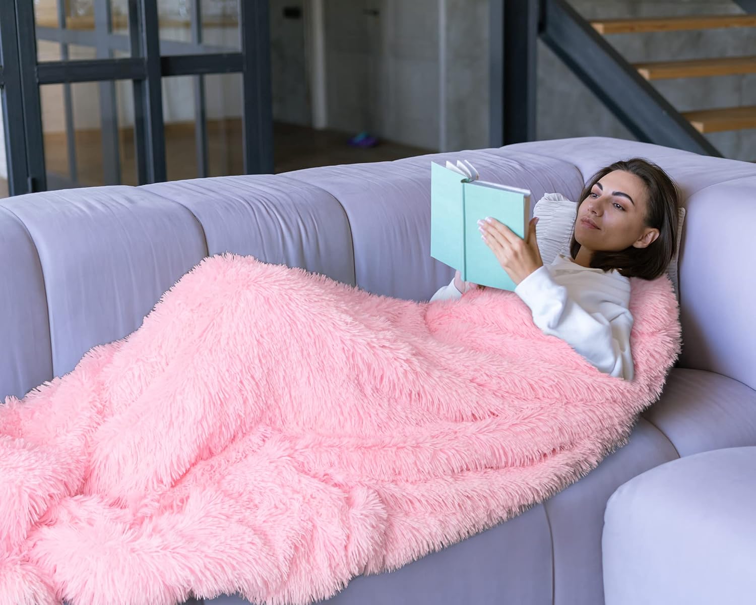 BENRON Baby Pink Throw Blankets, Soft Shaggy Plush Sherpa Blankets, Cozy Lightweight Fluffy Faux Fur Blankets for Bed Couch Sofa Washable, 60"x80"
