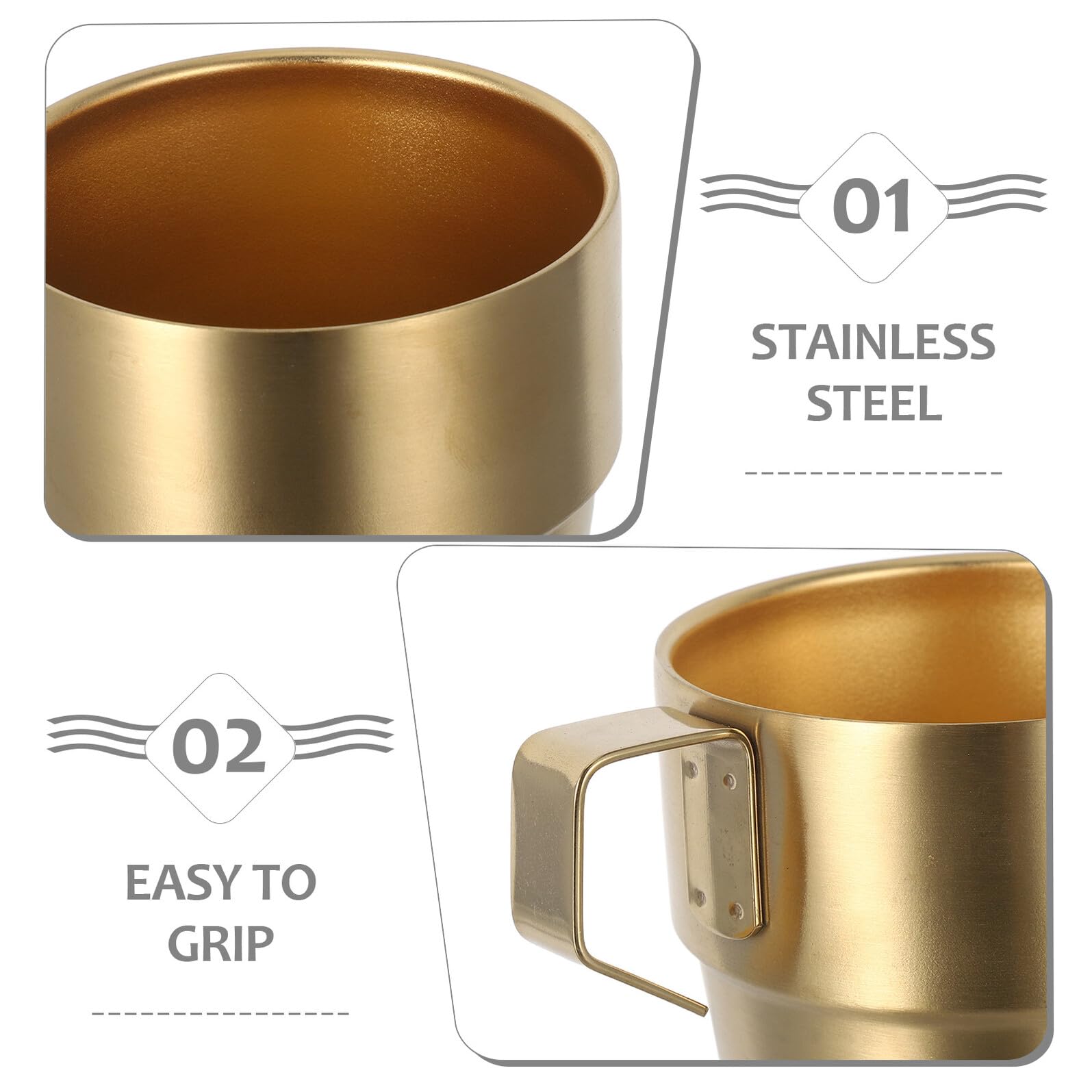 Homoyoyo 1sets Tazze da The in Acciaio Inox Doppio Isolamento con Supporto Tazze da Caffè Impilabili da Tè con Manico Isolate per Tè e Caffè