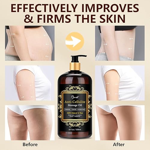 Miniatura 7 de Aceite de masaje anticelulítico para terapia de masaje, aceite reafirmante corporal 100% natural y puro para reducir la celulitis, reafirmar e