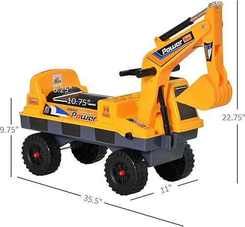 Miniatura 7 de Qaba No Power - Excavadora 2 en 1 con casco y garra, juego de camión de construcción, excavadora multifuncional con almacenamiento, luz y música,