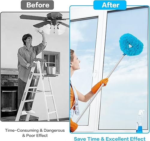 Miniatura 4 de Limpiador de ventilador de techo reutilizable de microfibra para ventilador de techo, limpiador extraíble con poste de extensión que se ajusta de 13