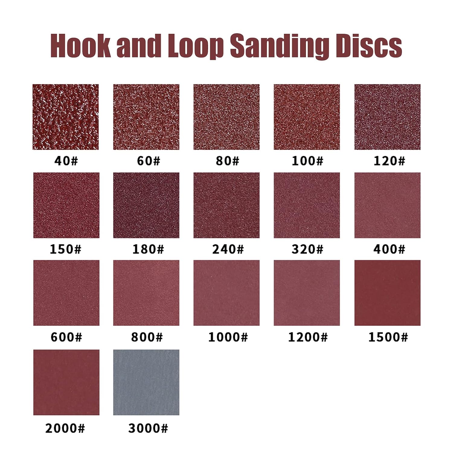 2 Inch Hook and Loop Sanding Discs 40 Grit 100Pcs Sandpaper Discs for Random Orbital Sander Pads Grinding Polishing Metal Wood Rubber Leather Plastic Stone Glass